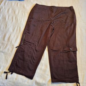Style & Co women's size 16 brown cropped pants, drawstring cuffs, NWOT